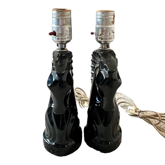 Vintage MCM Haeger Horse Head Matching Lamp Set - Picture 7 of 9